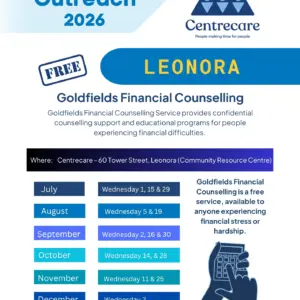 Goldfields Financial Counselling Outreach 2026 - Leonora