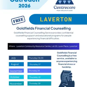 Goldfields Financial Counselling Outreach 2026 - Laverton