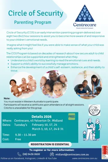 Centrecare Circle of Security Midland in person Feb Mar 26